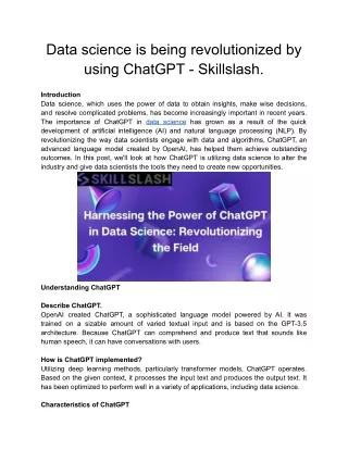 Data science is being revolutionized by using ChatGPT - Skillslash