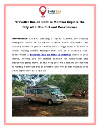 Traveller Bus on Rent in Mumbai Explore the City with Comfort and Convenience