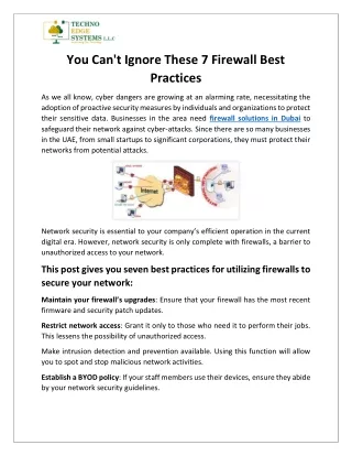 You Can't Ignore These 7 Firewall Best Practices