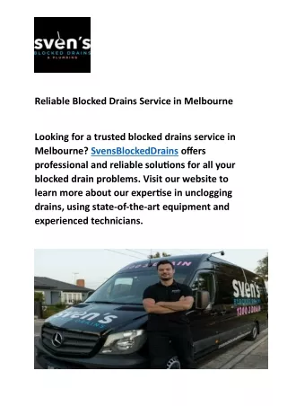 Reliable Blocked Drains Service in Melbourne