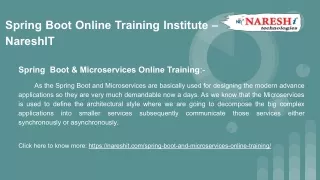 Spring Boot Online Training Institute – NareshIT