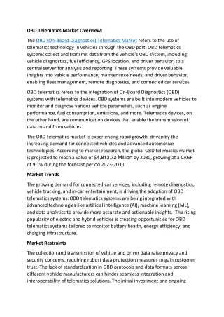 OBD Telematics Market