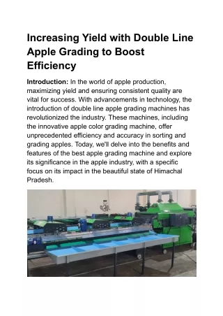 Increasing Yield with Double Line Apple Grading to Boost Efficiency