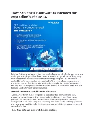 How AxolonERP software is intended for expanding businesses.