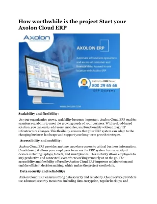 How worthwhile is the project Start your Axolon Cloud ERP