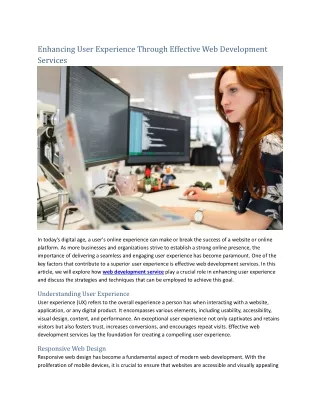 Enhancing User Experience Through Effective Web Development Services
