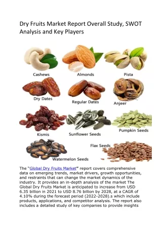 Dry Fruits Market Report Overall Study