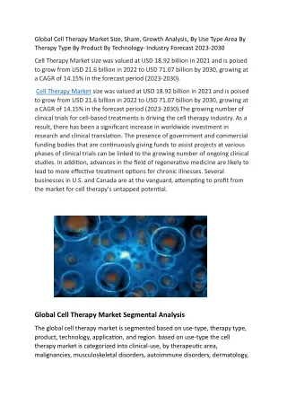 Global Cell Therapy Market Size