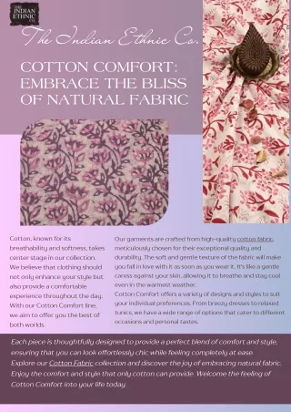 Cotton Comfort Embrace the Bliss of Natural Fabric