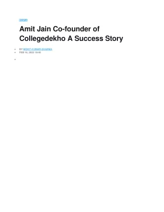 Amit Jain Co-founder of Collegedekho A Success Story