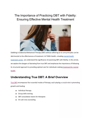 The Importance of Practicing DBT with Fidelity_ Ensuring Effective Mental Health Treatment