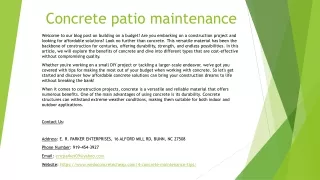 Concrete patio maintenance