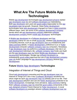 What Are The Future Mobile App Technologies