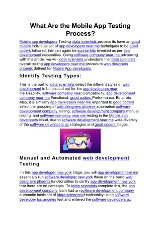 What Are the Mobile App Testing Process