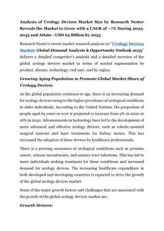 Urology Devices Market