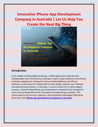 Innovative iPhone App Development Company in Australia