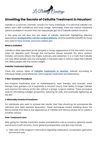Unveiling the Secrets of Cellulite Treatment in Houston!