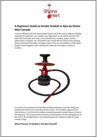 A Beginners Guide to Smoke Hookah in Ajax by Shisha Mart Canada