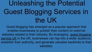 Unleashing the Potential Guest Blogging Services in the UK