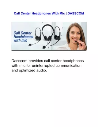 Call Center Headphones With Mic | DASSCOM