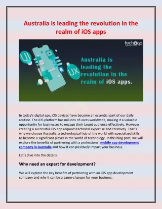 Australia is leading the revolution in the realm of iOS apps