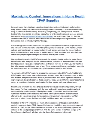 Maximizing Comfort: Innovations in Home Health CPAP Supplies