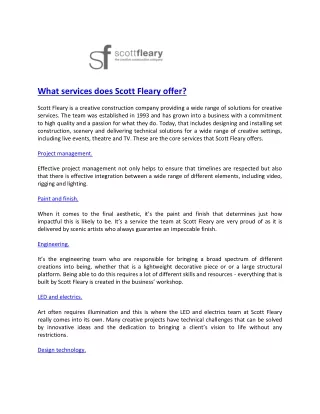 What services does Scott Fleary offer - Scott Fleary Productions