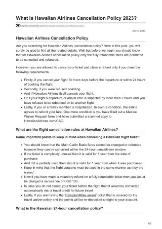 What Is Hawaiian Airlines Cancellation Policy 2023