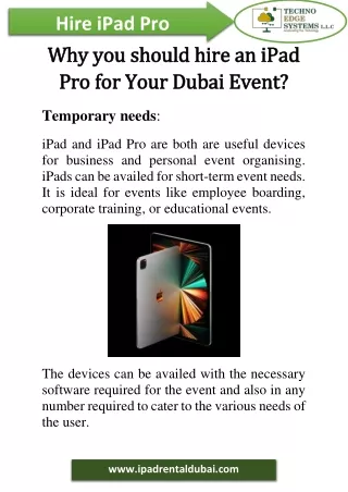 Why you should hire an iPad Pro for Your Dubai Event?
