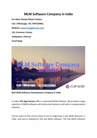 MLM Software Company in India