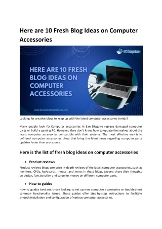 Here are 10 Fresh Blog Ideas on Computer Accessories