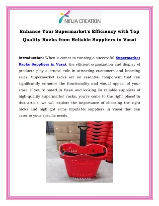 Enhance Your Supermarket's Efficiency with Top Quality Racks from Reliable Suppliers in Vasai