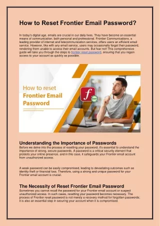 How to Reset Frontier Email Password