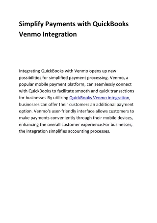 Simplify Payments with QuickBooks Venmo Integration