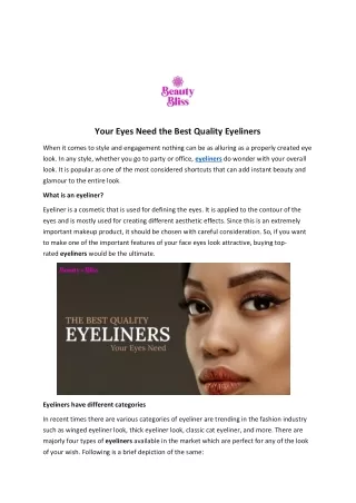 Your Eyes Need the Best Quality Eyeliners