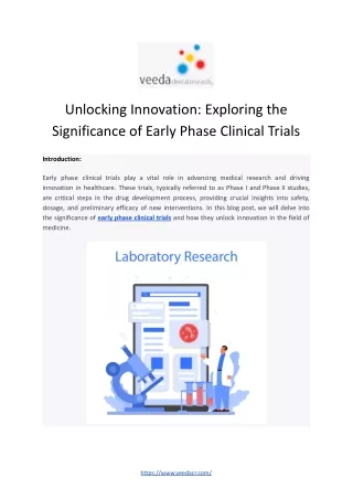 Early Phase Clinical trials