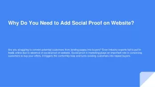 Why Do You Need to Add Social Proof on Website