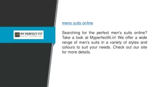 Mens Suits Online Myperfectfit.in