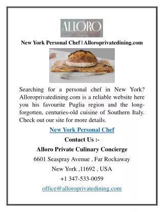 New York Personal Chef  Alloroprivatedining