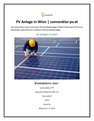 PV Anlage in Wien  sonnenklar-pv.at