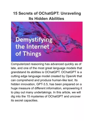 15 Secrets of OChatGPT_ Unraveling Its Hidden Abilities