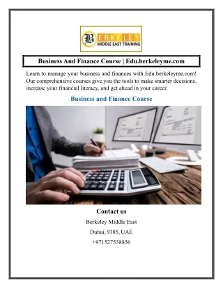 Business And Finance Course  Edu.berkeleyme.com