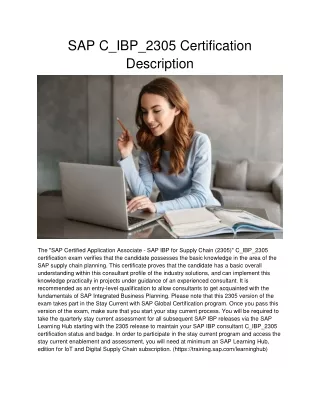 SAP C_IBP_2305 Certification Description