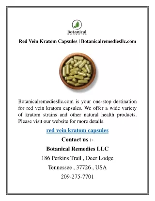 Red Vein Kratom Capsules  Botanicalremediesllc