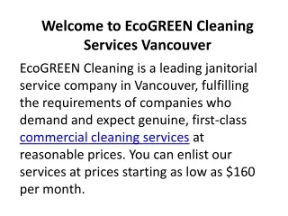 BEST VANCOUVER CLEANING SERVICES | ECO GREEN