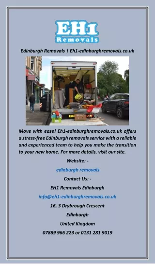 Edinburgh Removals  Eh1edinburghremovals.co.uk