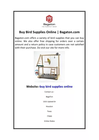 Buy Bird Supplies Online  Bagaton.com