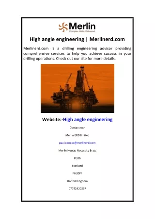 High angle engineering  Merlinerd.com