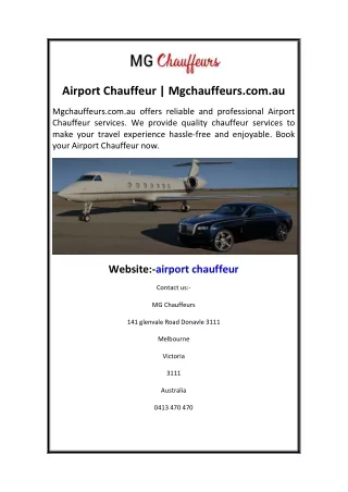 Airport Chauffeur  Mgchauffeurs.com.au