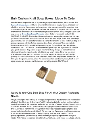 Bulk Custom Kraft Soap Boxes  Made To Order